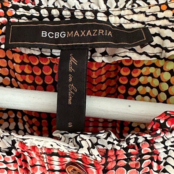 Bcbg Maxazria silk blouse women’s size small orange red color circle print - Picture 4 of 5